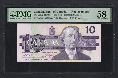 Canada 10 Dollars 1989 BC-57aA Replacement About Uncirculated - Image 1 of 2