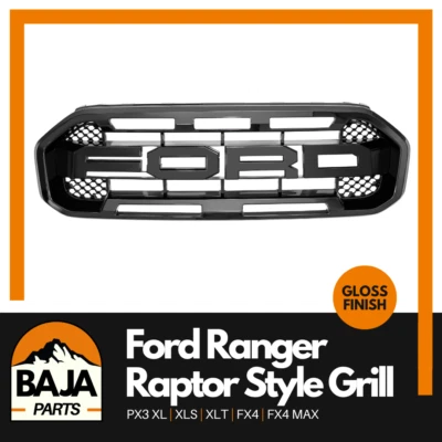 Ford Ranger PX3 Raptor Style Grill for XLT XL XLS 2018-2022 (GLOSS BLACK) - image 1 of 4
