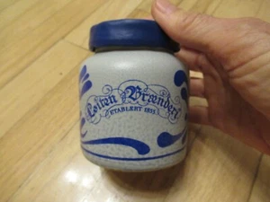 Loiten Braenderi Ceramic EMPTY Crock with Blue Plastic Lid - NORWAY - MINT - Picture 1 of 9