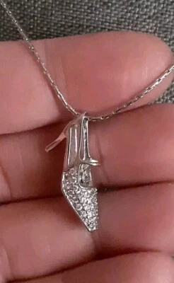 Collar Colgante Cookie Lee Tono Plata Circonita Cúbica Tacón Alto 20" Ajustable  Foto 1 de 4