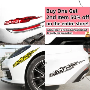 Set of 2 Fire "Sport" Decal Auto Truck Window Bumper Sticker Scratch Cover up - Picture 1 of 14