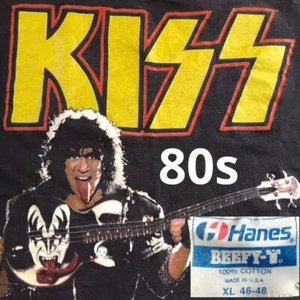 KISS 1988's Print T-Shirt Gene Simmons, Black Color, Used, Vintage, Extra-Large - Picture 1 of 12