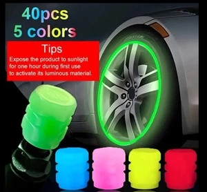 4pcs Luminous Car Valve Caps Fluorescent Night Glowing Car Motorcycle Bike Wheel - Photo 1 sur 9
