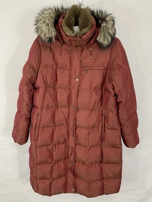 LANDS' END 1X-16W-18W Full Zip Down Long Warm Puffer Coat Parka w/Faux Fur Hood - Image 1 of 4
