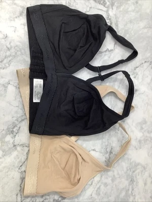 Paquete de 2 bralettes inalámbricos sin almohadillas Fruit Of The Loom 34B para mujer S18 Foto 1 de 4