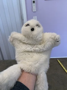 White Seal Plush Hand Puppet 12 Inch Stuffed Animal Toy - Picture 1 of 4
