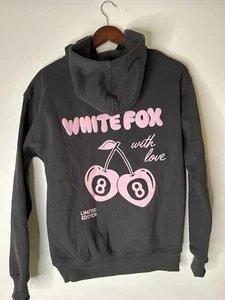 White Fox With Love Oversized Hoodie Size 3XS/XXS Charcoal - Picture 1 of 9