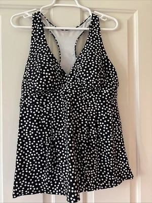 Lands End Swim Tankini Top Size 14 Polka Dot Item#118 - Image 1 of 4