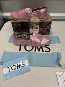Scarpe slip on Toms Classics rosa glitter giovani taglia 2 bambina NUOVE - Foto 1 di 5