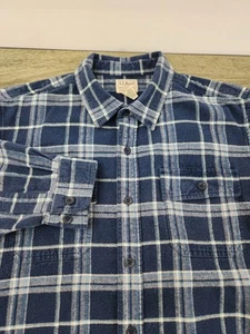 L.L. Bean Blue Plaid Flannel Shirt Men's XL Long Sleeve Heavy Outdoors *Stains* - Picture 1 of 8