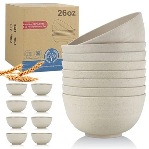 Wheat Straw Bowl Sets,8 PCS Unbreakable Cereal Bowls 26 OZ,Microwave and Dish... - Picture 1 of 7