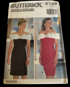 Butterick Sewing Pattern 5788 Jessica Howard Dress Off Shoulder Cocktail 8 10 UC - Picture 1 of 8