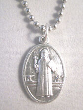 Oval St Benedict / Jubilee Cross Medal Pendant Necklace 24" Ball Bead Chain