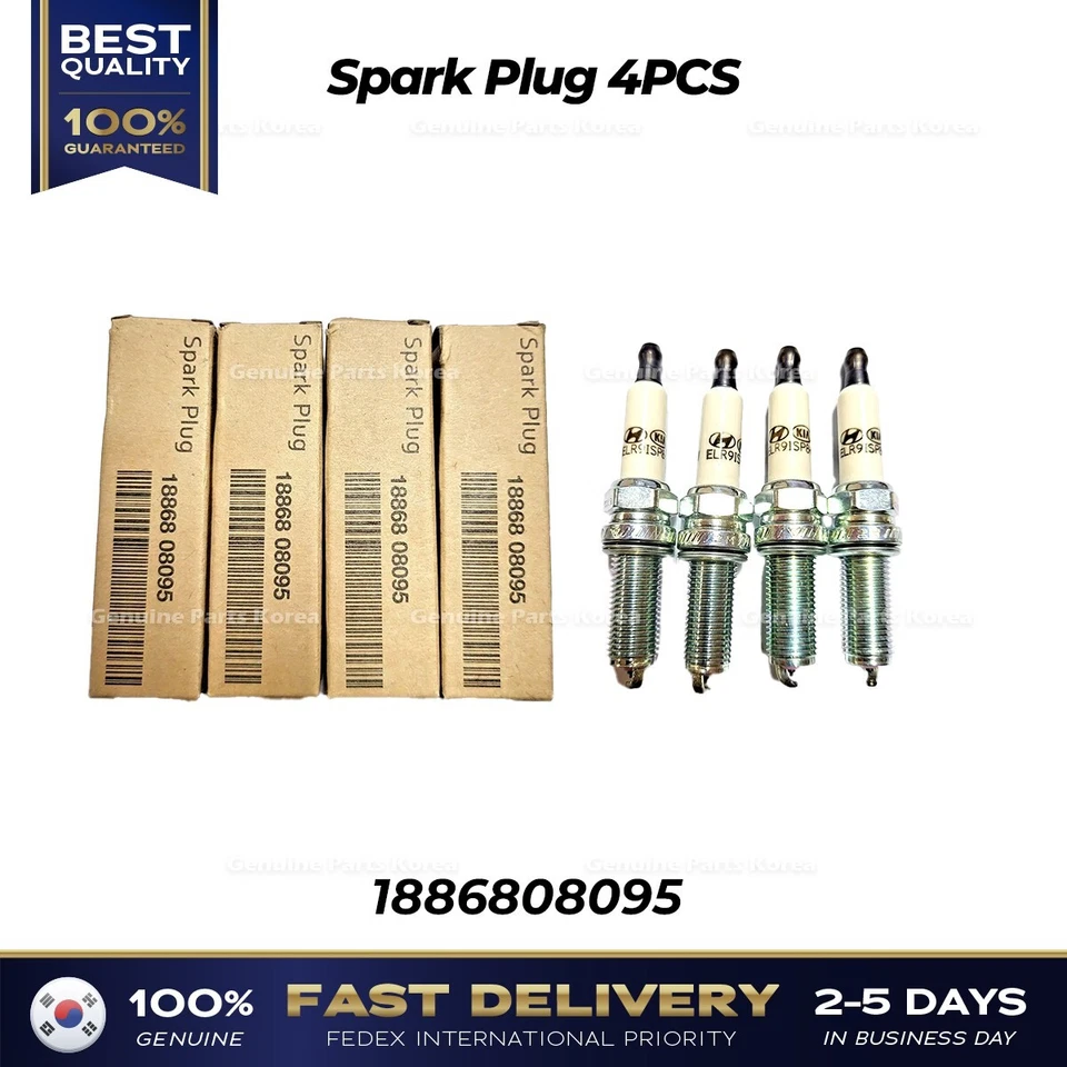 ⭐Genuine⭐ Spark Plug 4PCS 1886808095 for Hyundai Elantra Ioniq Kia Niro - Imagen 1 de 1