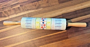 Anthropologie Rolling Pin SGUARDO POLARE Ceramica Inverno Vacanze Folk Fiocco di Neve - Foto 1 di 13