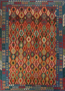 Traditional Reversible Kilim Rugs Handwoven Area Wool Carpet 9x12 ft - Picture 1 of 11