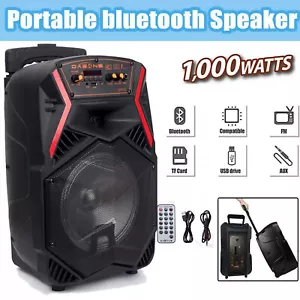 1000W Wireless Bluetooth Party Trolley Speaker Subwoofer Heavy Bass Outdoor UK - Picture 1 of 12