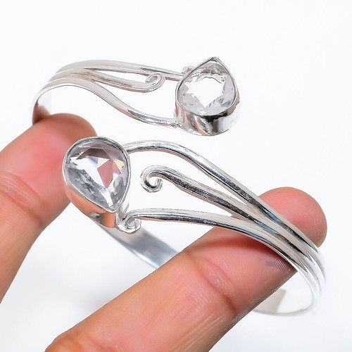 VALENTINO Bracciale regolabile gioiello argento sterling 925 pietra preziosa topazio bianco