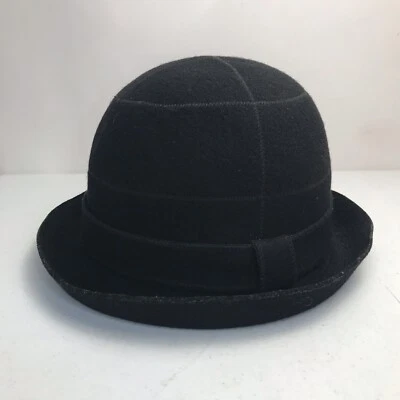 Sombrero negro para mujer Liz Claiborne de fieltro de lana Cloche Foto 1 de 4