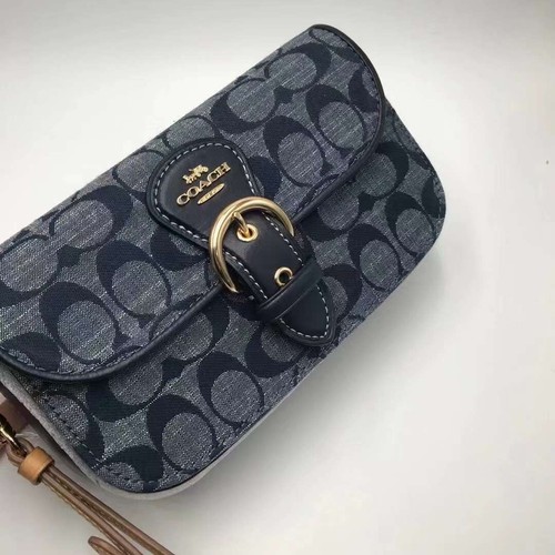 COACH Tracolla donna blu Kleo con firma Chambray