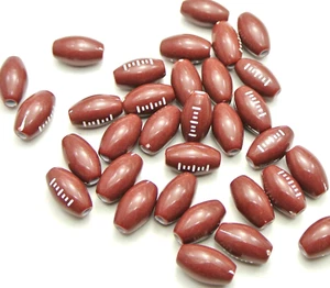 100 Brown and White Oval American Football Acrylic Ball Beads 15X9mm Kids Craft - Picture 1 of 4