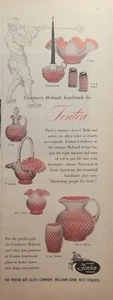 Fenton Cranberry Hobnail Williamstown WV Bowl Cruet Vase Vintage Print Ad 1962 - Picture 1 of 6