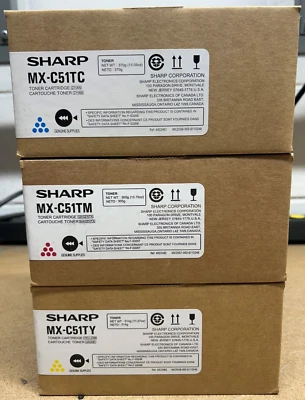 Juego de tóner amarillo Sharp MX-C51TC cian genuino, MX-C51TM magenta, MX-C51TY Foto 1 de 3