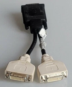 Molex 8" LFH59 DMS-59 Male to DVI-I Dual Link Female Y-Splitter Cable Adapter - Picture 1 of 5
