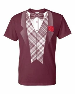T-Shirt -FORMAL TUX PLAID BLACK TIE HUMOR WEDDING / NOVELTY / FUNNY Adult DryBle - Picture 1 of 30