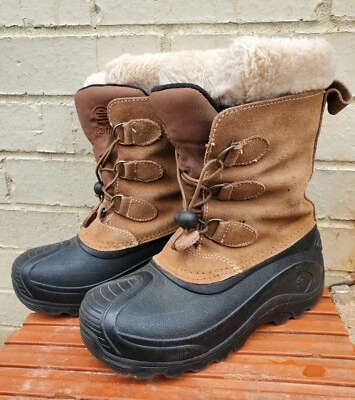 KAMIK Invierno Botas de Nieve Negro Marrón Con Cordones Juveniles Talla 4 Impermeables  Foto 1 de 4