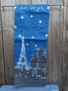 Schürze 100% Baumwolle blau Rue Montmartre französische Küche Koch NW Paris La Nuit Katzen - Bild 1 von 4