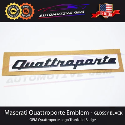 Maserati Quattroporte Emblem Gloss Black Trunk Lid Logo Badge Sticker OEM - Image 1 of 3
