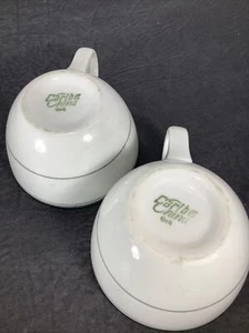 Set Of 2~Vintage Caribe China®️Coffee Tea Cups Green Stripe Restaurant Ware - Picture 1 of 12