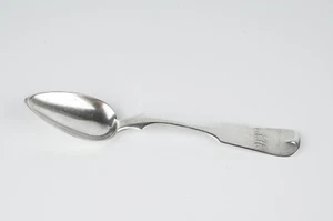 American R.W.Wilson Fiddlehead Coin Silver Teaspoon (1825-1846, PA) - Picture 1 of 5