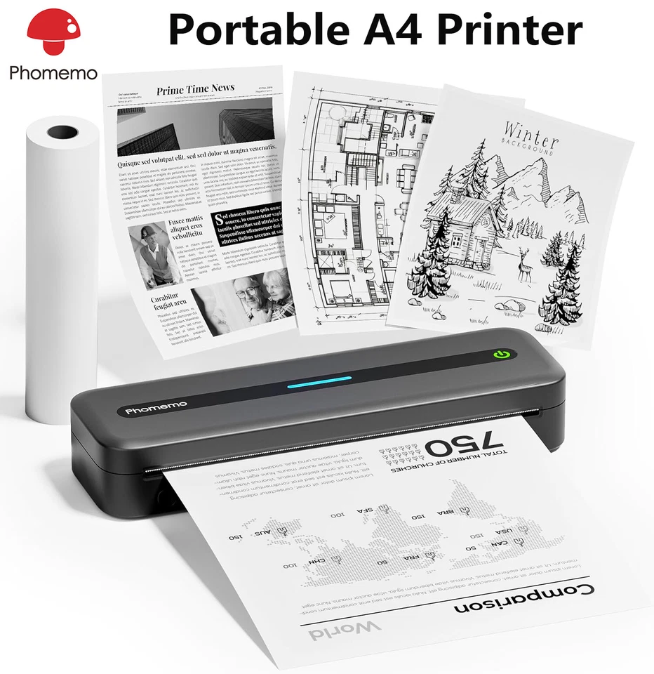 Phomemo 2024 Upgraded M832 Portable Wireless Thermal Printer, Bluetooth (Gray) - Image 1 of 4