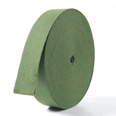 Canvas 100% Cotton 10m Lenth Green Bag Strap Belt Webbing Thick Fabric Handle - Image 1 of 3