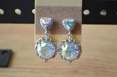 7.40ct Mystic Topaz / Zircon Dangle Earrings Platinum over Fine Silver - Image 1 of 4
