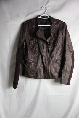 Maurice’s Burgundy faux leather vegan moto biker jacket size M Women’s - Image 1 of 4