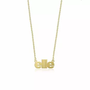 10K Solid Yellow Gold Personalized Custom Name Pendant Rolo Chain Necklace Set - Picture 1 of 2
