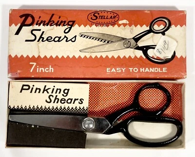 Vtg Pinking Shears 7" Sewing Scissors Zig Zag Craft Stellar Original Box JAPAN - Image 1 of 4