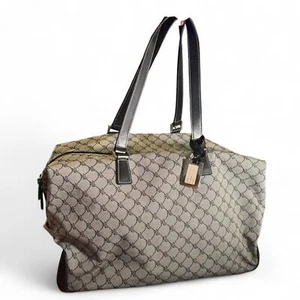 Bolso de Lona Ralph Lauren Grande Negro Jacquard y Cuero Fin de Semana con Etiqueta - Imagen 1 de 8