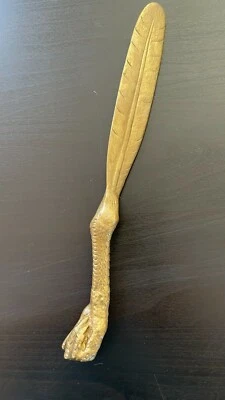 Coupe papier & cachet sculpture bronze Napoléon III ouvre lettre serre oiseau - Photo 1/4