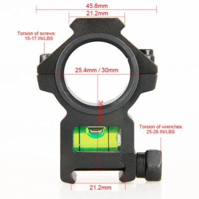 25.4mm/30mm Ring Scope Mount for 20mm Picatinny Rail with Bubble Level Base - Image 1 of 4