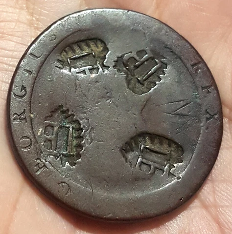 BARBADOS *** I.B.*** COUNTERSTAMPS on CARTWHEEL 1 PENNY *** 1797 *** RARE *** s1 Cover