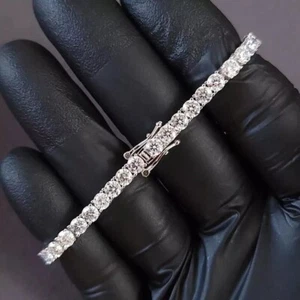 Bracciale Tennis Donna 4MM Vintage Oro Bianco 14K Oltre 12 Ct Diamanti 7,25" Pollici - Foto 1 di 4