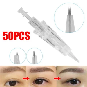 50PCS Tattoo Cartridge Needle Permanent Makeup Eyebrow Needle for PMU Brows Lips - Picture 1 of 17