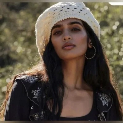 Boina de ganchillo Free People Cream Lolita talla única NUEVA  Foto 1 de 3