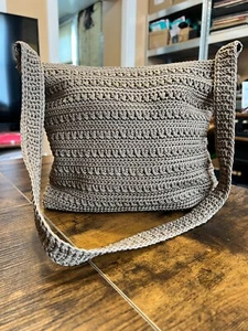 Vintage 90's The Sak - Brown Crochet, Lined Shoulder Bag, Medium. Very Good Cond - Picture 1 of 10