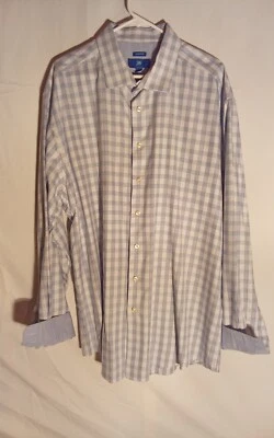 Egara платье рубашка мужская 3XLT синий серый узор длинным рукавом Flip манжеты  - Изображение 1 из 3