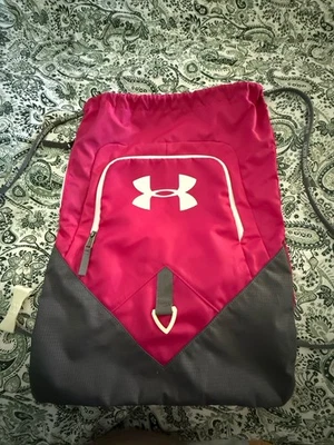 Under Armour Sackpack Bag Pink/Gray Durable Drawstring Closure - Image 1 of 4